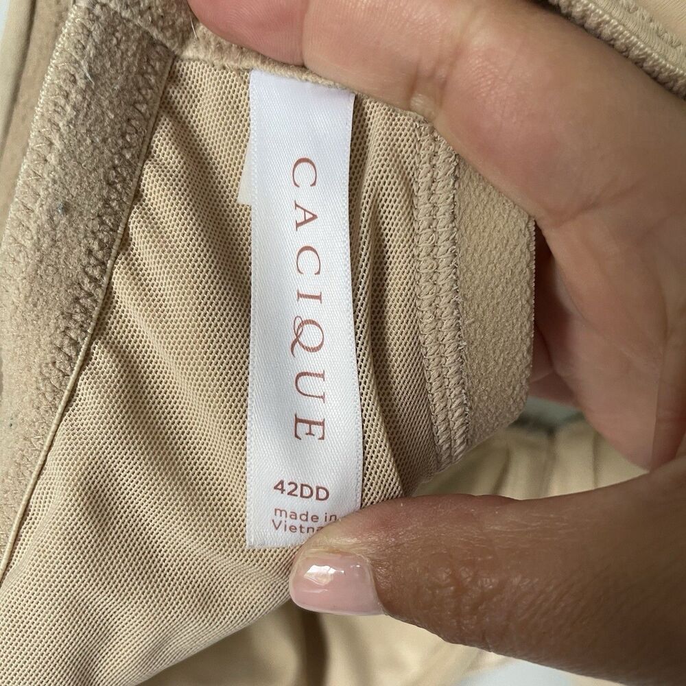 Cacique Unlined Full Coverage Underwire Bra Tan Nude Supportive Size 42DD - Picture 6 of 7